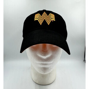 Whataburger Hat Cap Strap Back Black Orange Employee Restaurant Burger Logo